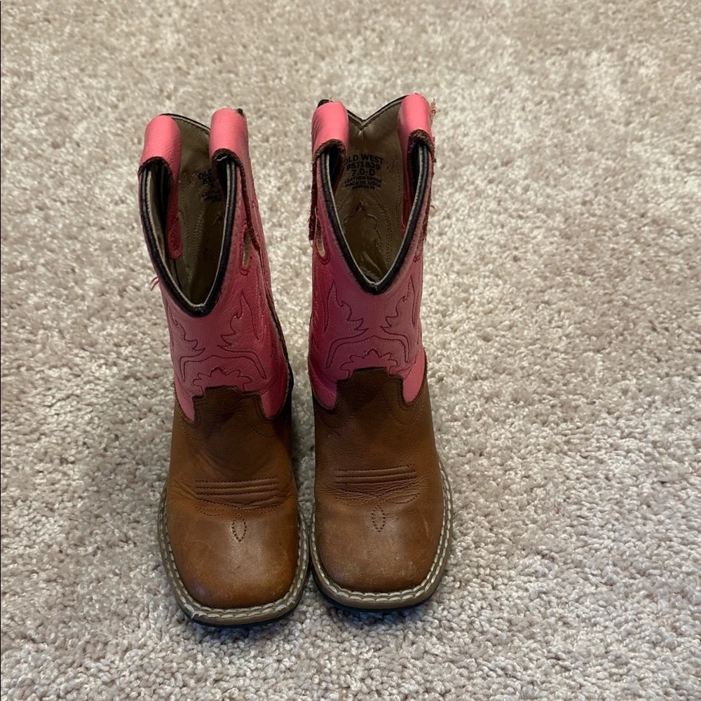 Old West Pink Toddler Girls Square Toe Cowboy Western Boots - Picture 1 of 9